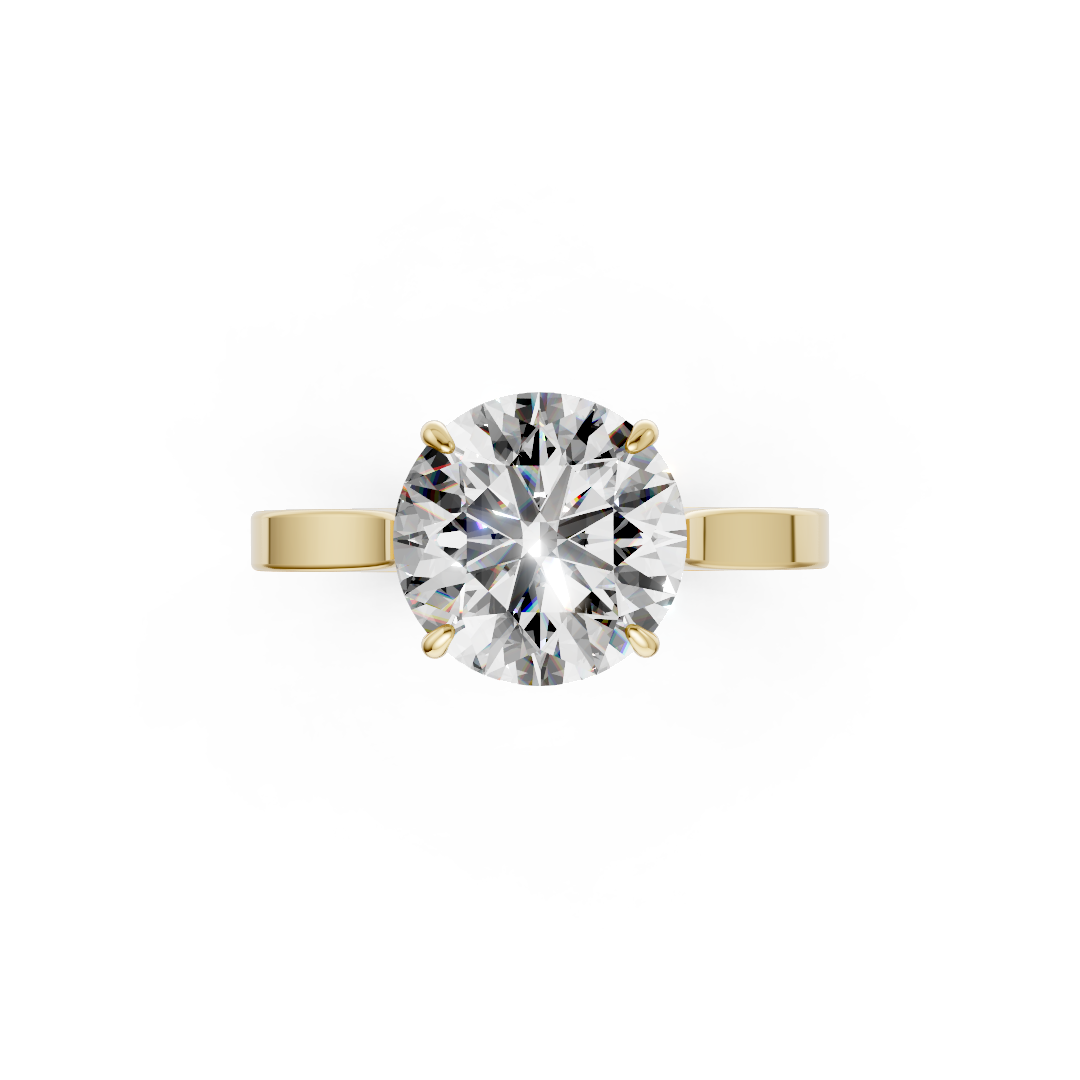 Round Solitaire Cathedral Shank Ring