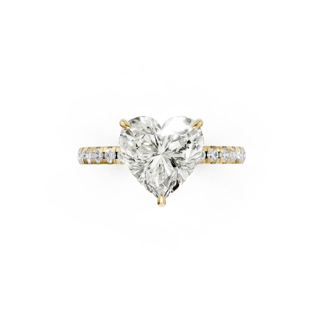 Heart Cut Hidden Halo Pave Set Ring