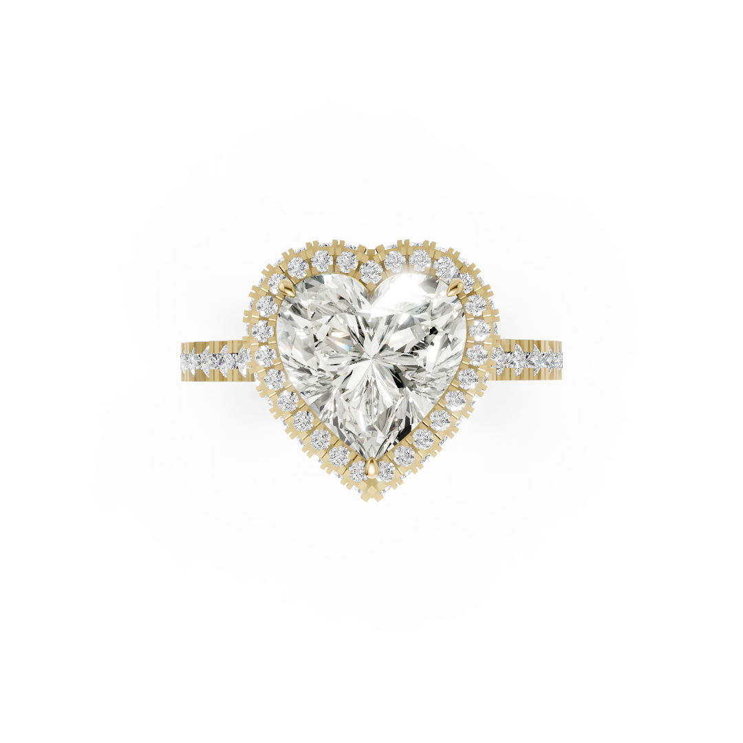 Heart Diamond Halo Pave Set Ring
