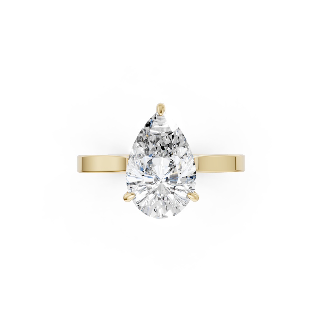 Pear Solitaire Cathedral Shank Ring