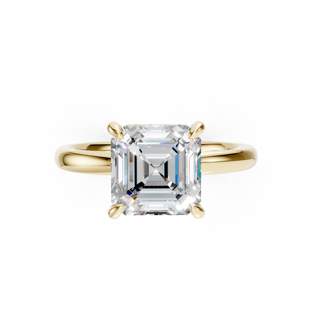 Hidden Halo Asscher Cut Diamond Engagement Ring