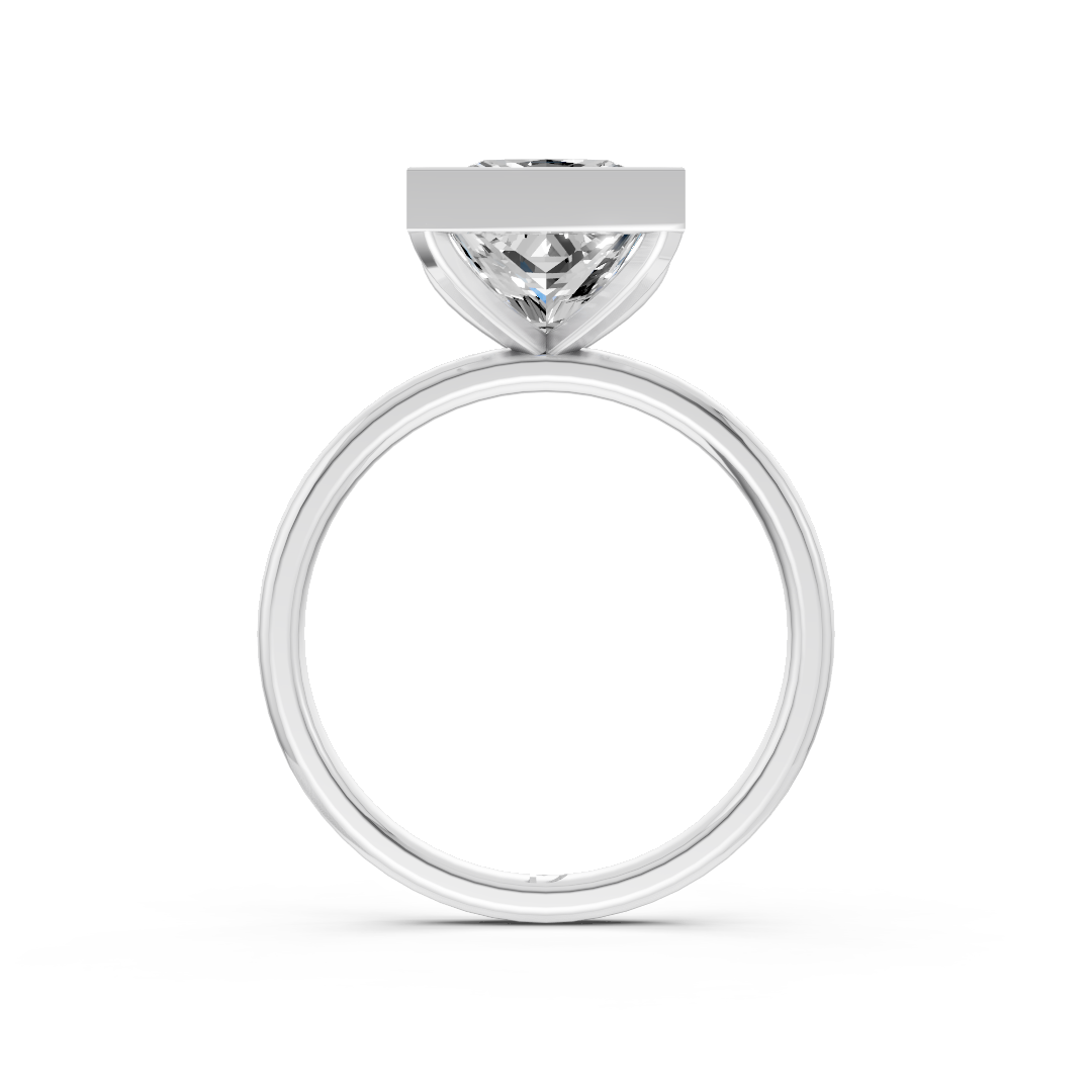 Princess Solitaire Bezel Ring