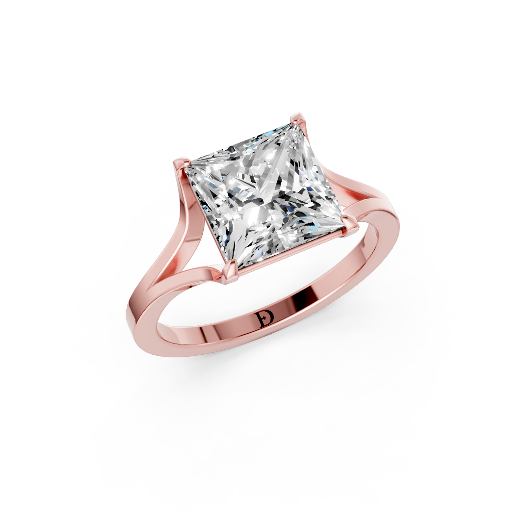 Princess Cut Minimalist Split Shank Ring