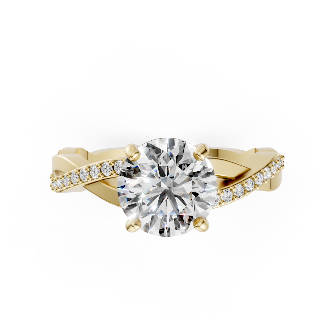 Round Cut Diamond Pave Set Criss-Cross Ring