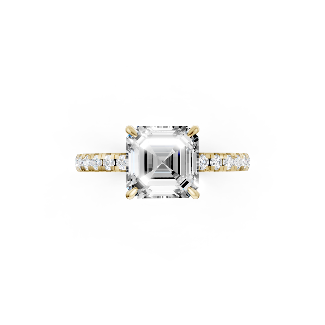 Asscher Cut Hidden Halo Pave Set Ring