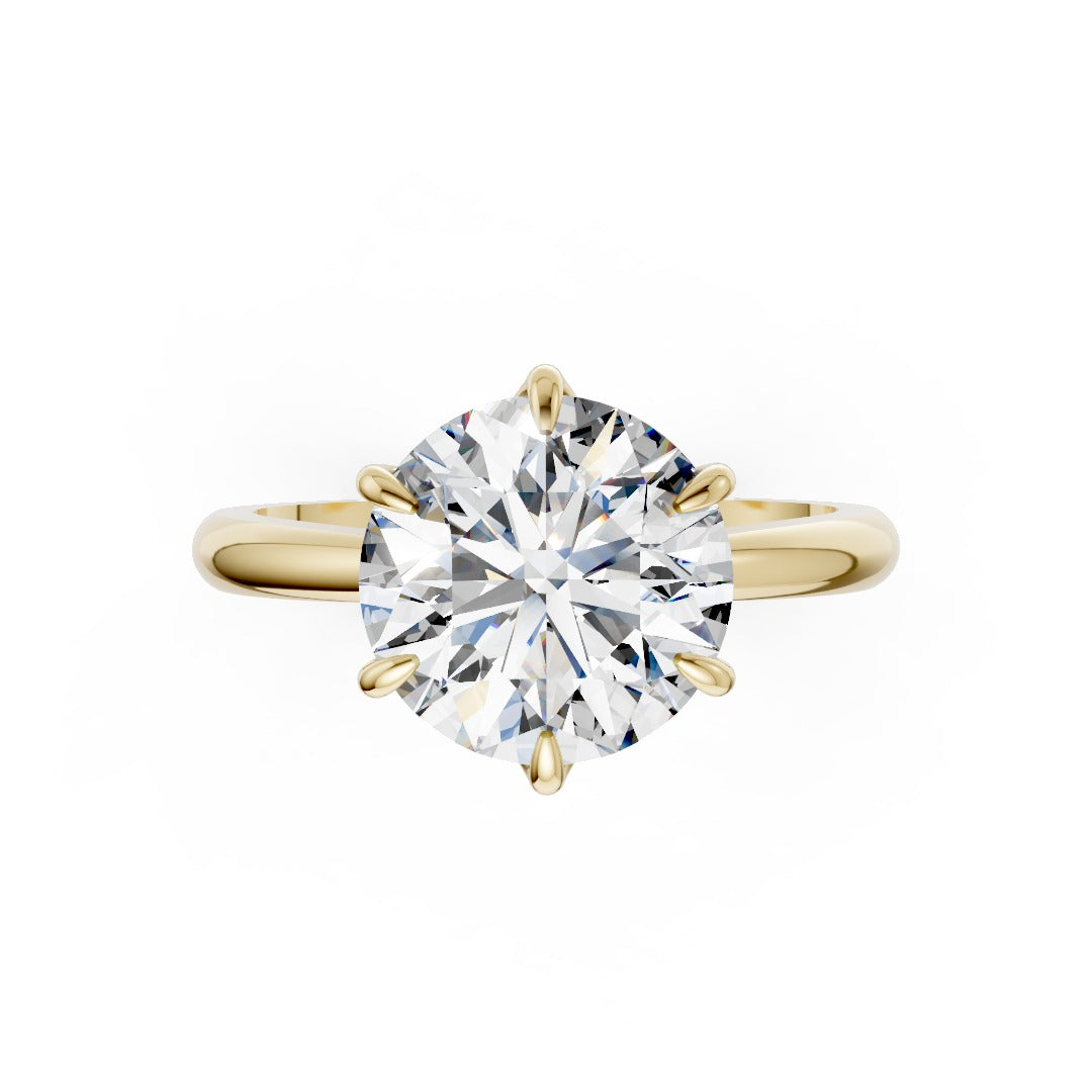 Round Cut Solitaire Cathedral Set Ring With Six Prong