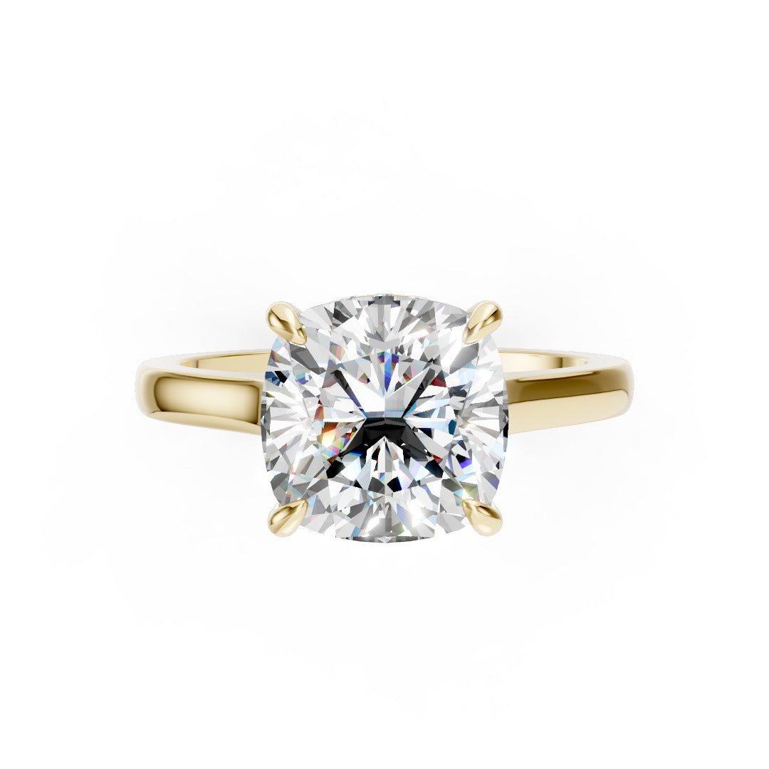 Cushion Diamond Solitaire With Under-Halo & Bridge Accents