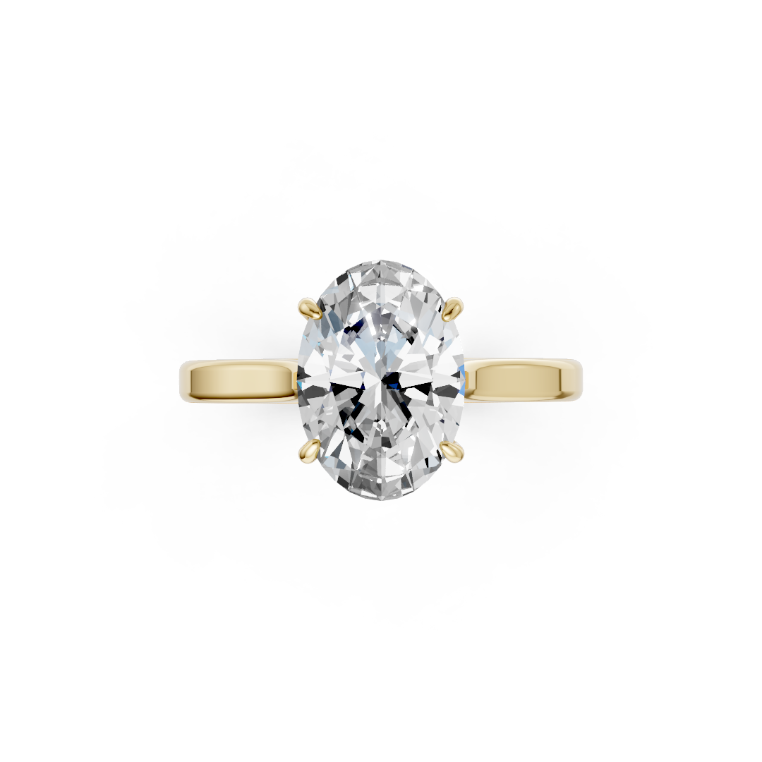 Oval Solitaire Cathedral Shank Ring