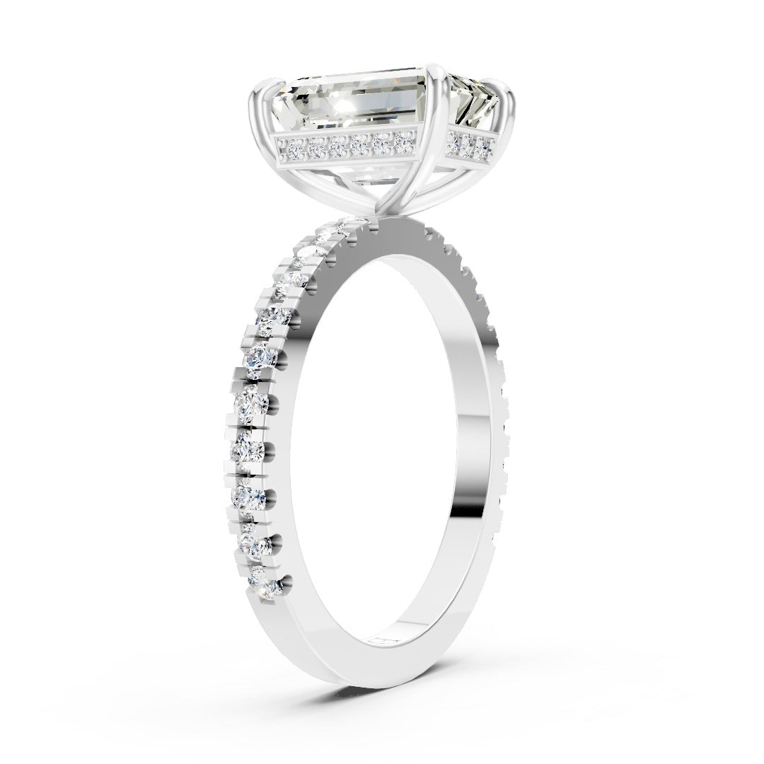 Emerald Diamond With Under-Halo Settings Ring