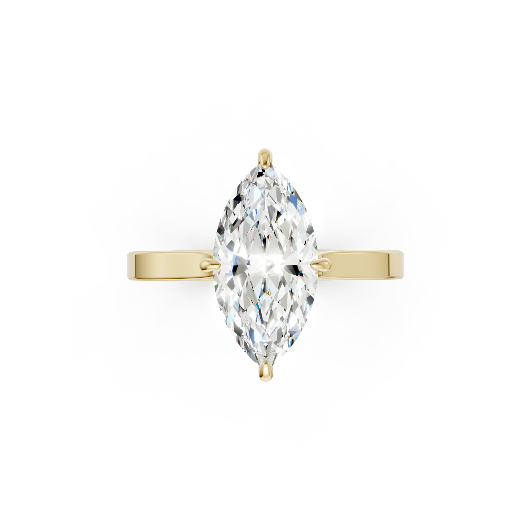 Marquise Solitaire Cathedral Shank Ring