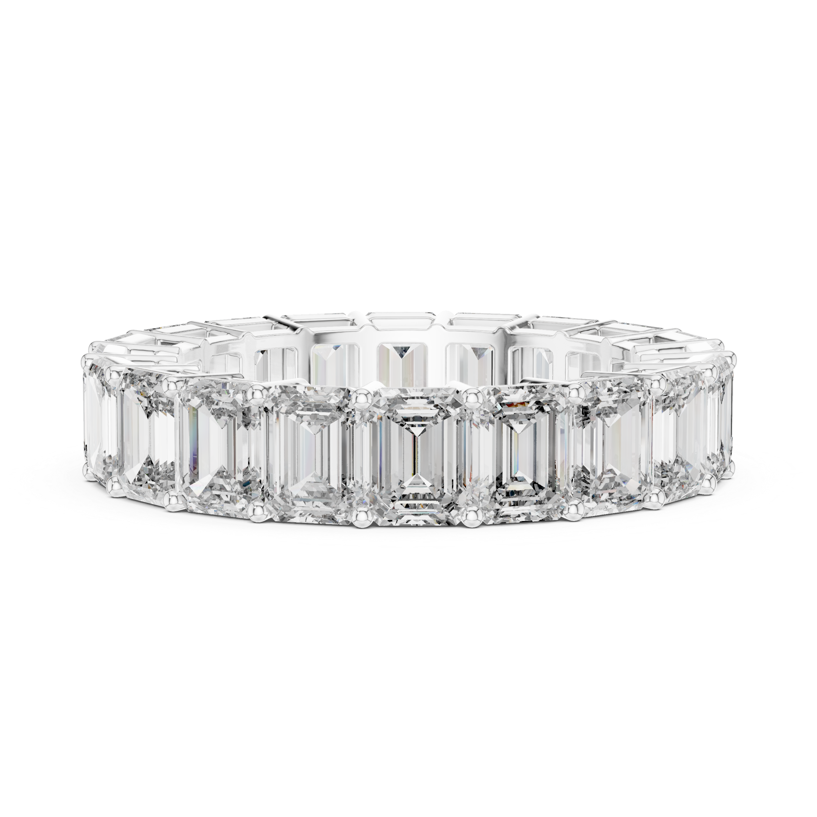 Emerald Cut Shared Prong band