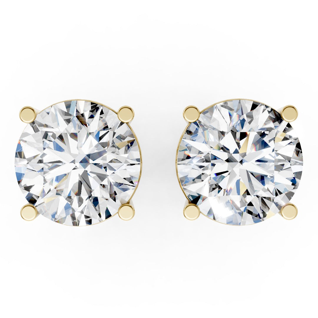 Round Cut Diamond Stud Earrings in Scalloped Basket Setting