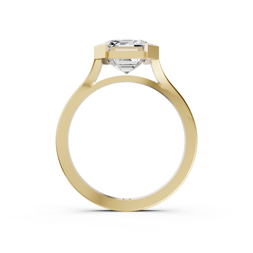 Asscher Cathedral Half Bezel Solitaire Ring
