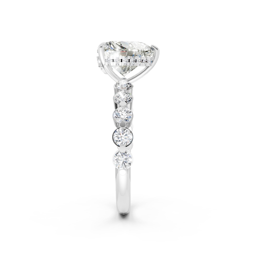 Heart Diamond Shared Prong Engagement Ring
