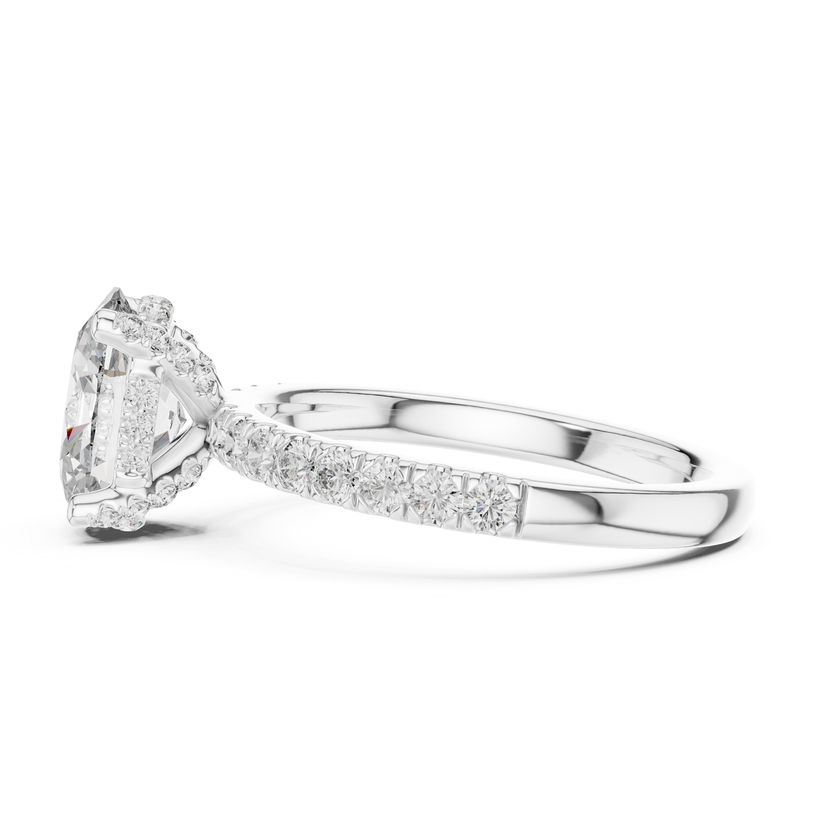 Oval Cut Micro Pave Hidden Halo Ring