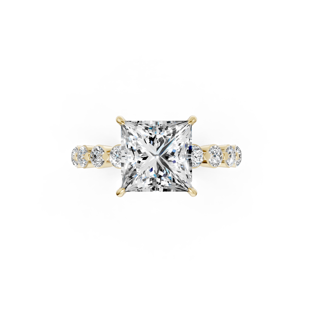 Princess Diamond Shared Prong Engagement Ring