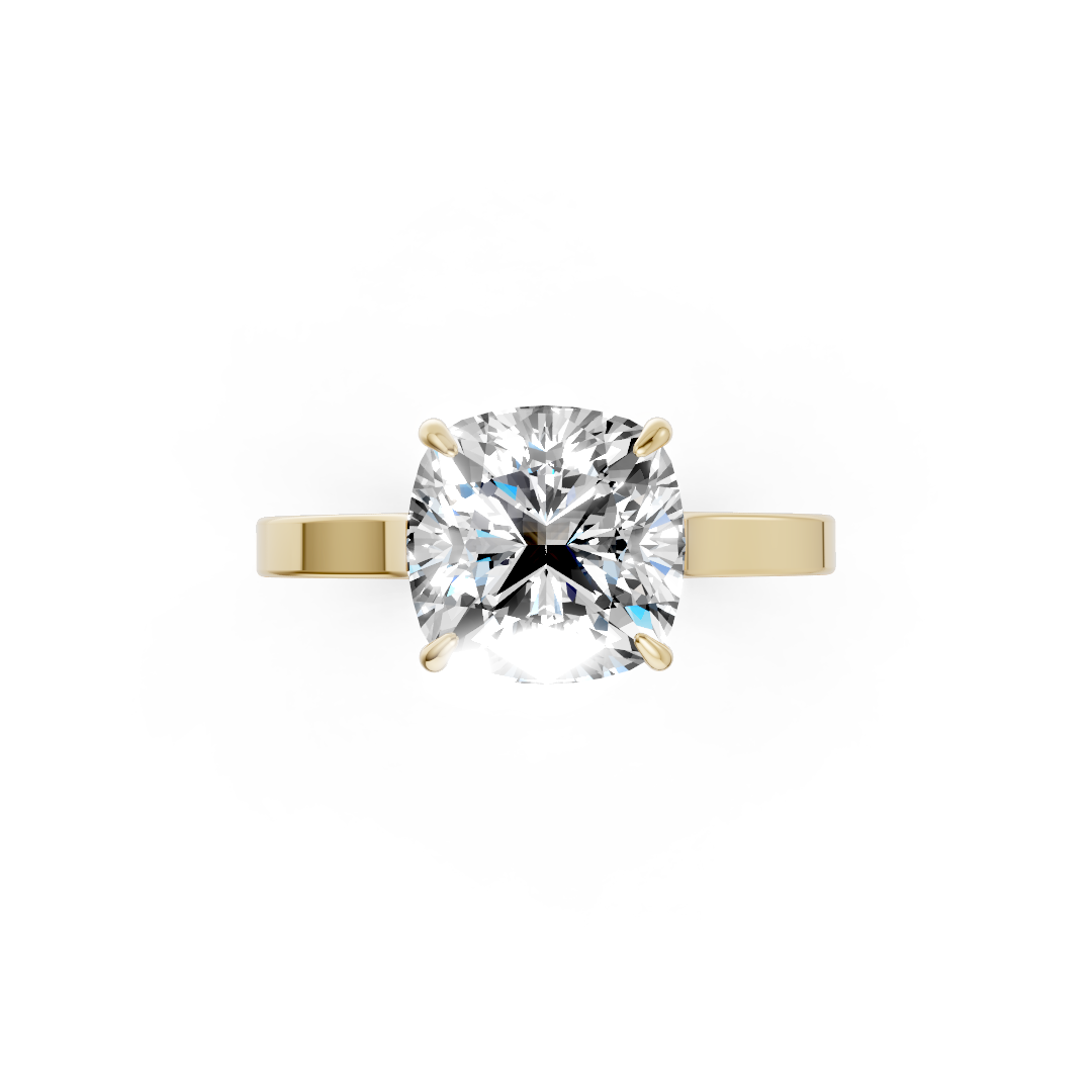Cushion Solitaire Cathedral Shank Ring