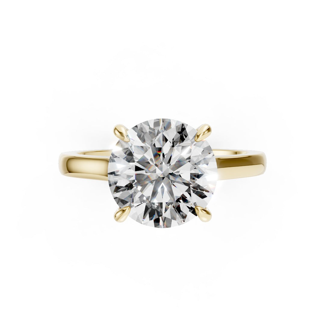 Round Diamond Solitaire With Under-Halo & Bridge Accents