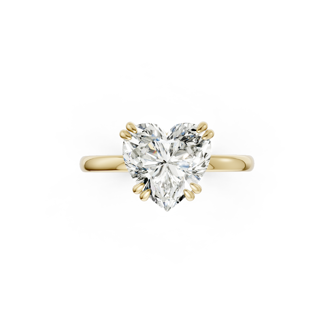 Double Prong Heart Solitaire Ring