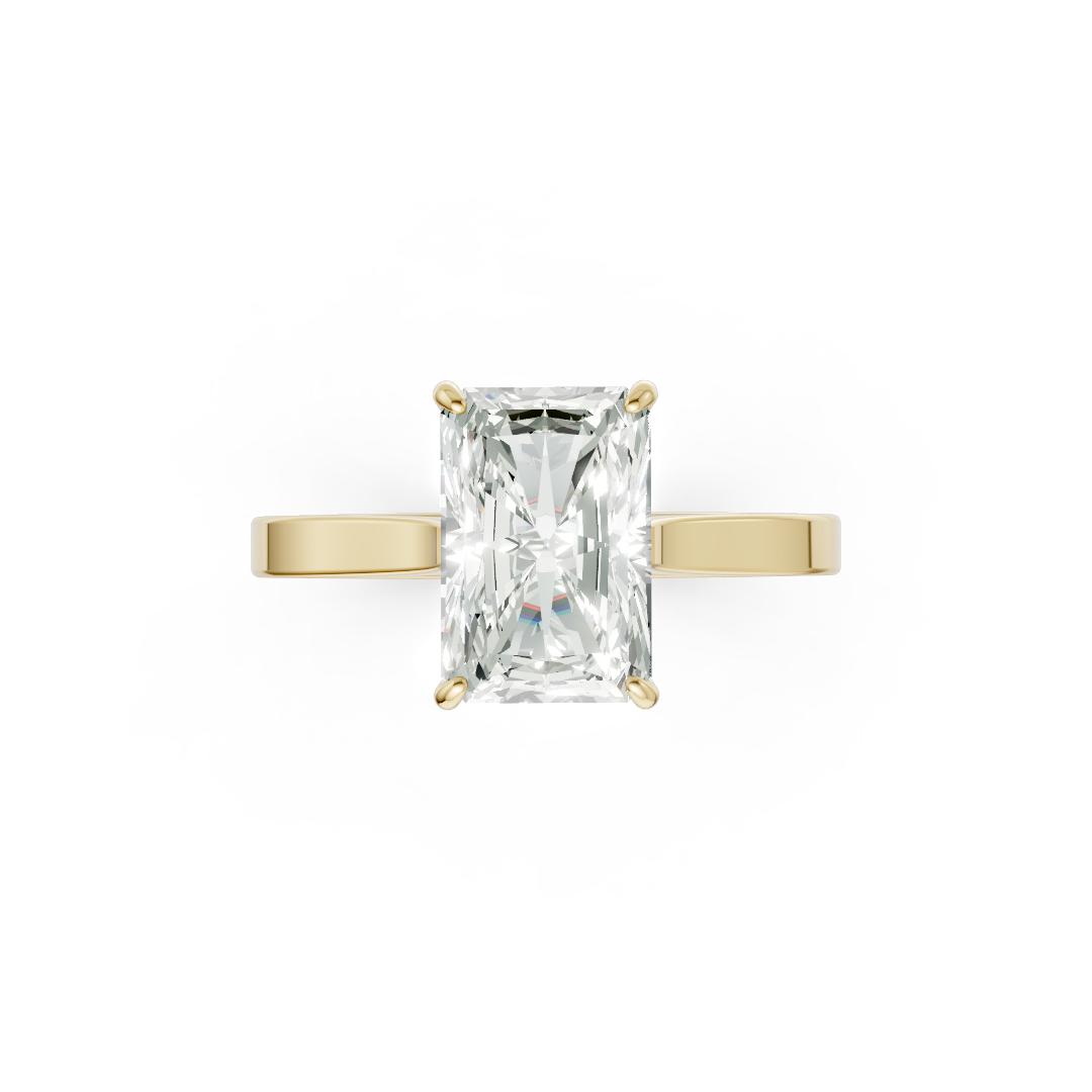 Radiant Solitaire Cathedral Shank Ring