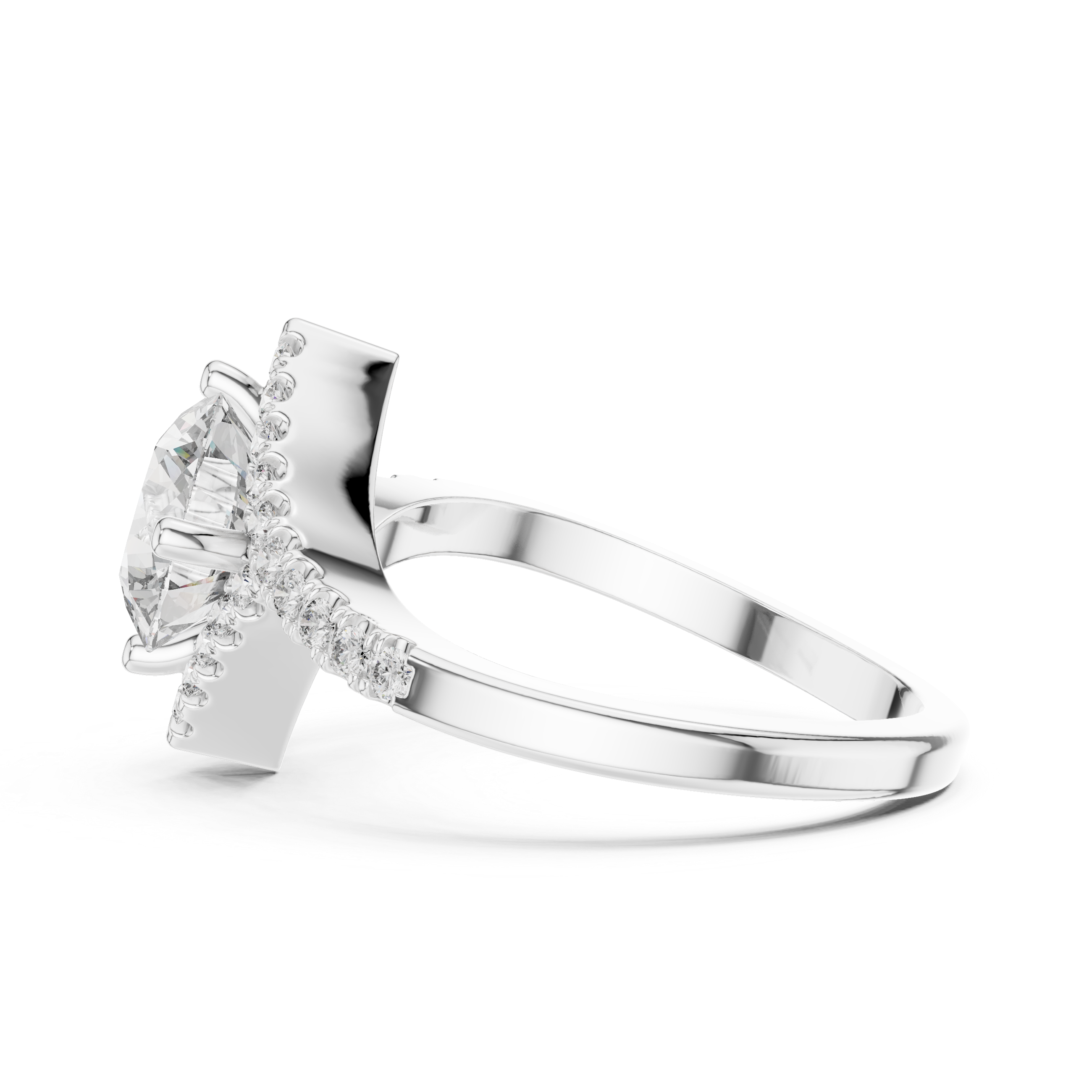 Round Diamond Bypass Shank Wedding Ring