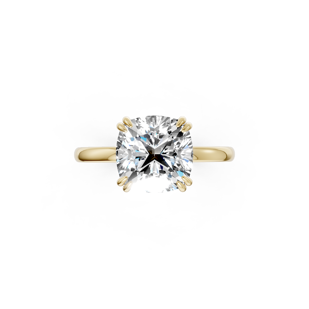 Double Prong Cushion Solitaire Ring