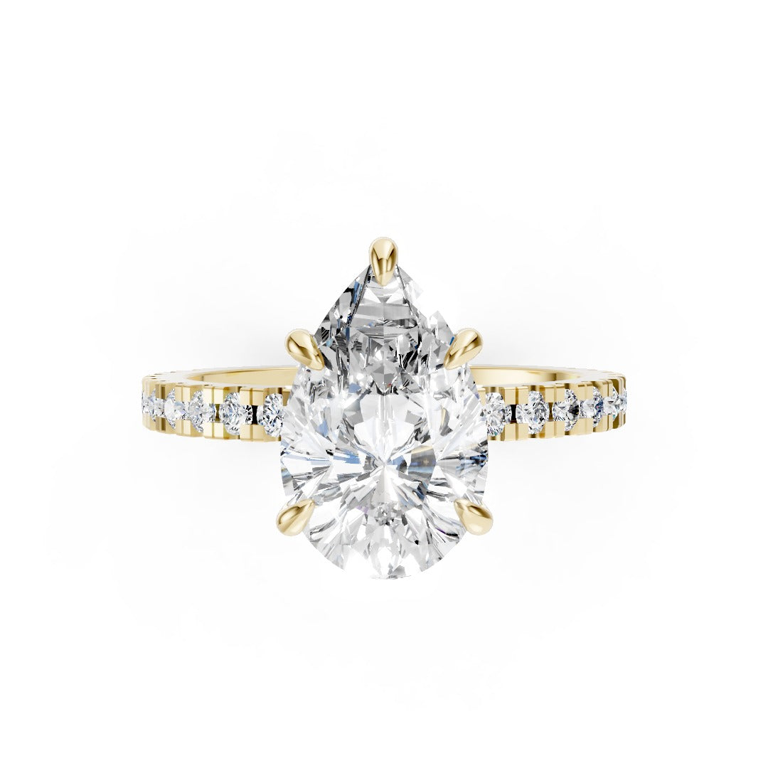 Pear Diamond With Under-Halo Settings Ring