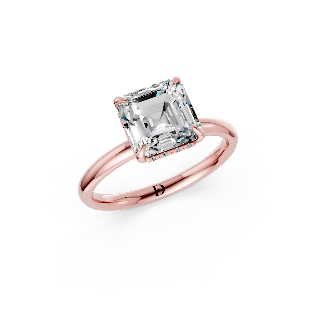 Asscher Diamond Hidden Halo Ring
