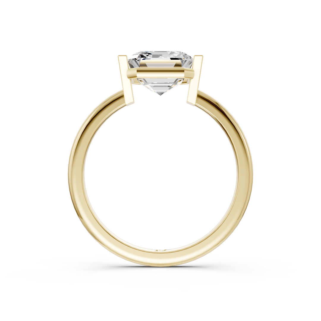 Asscher Cut Half Bezel Set Ring