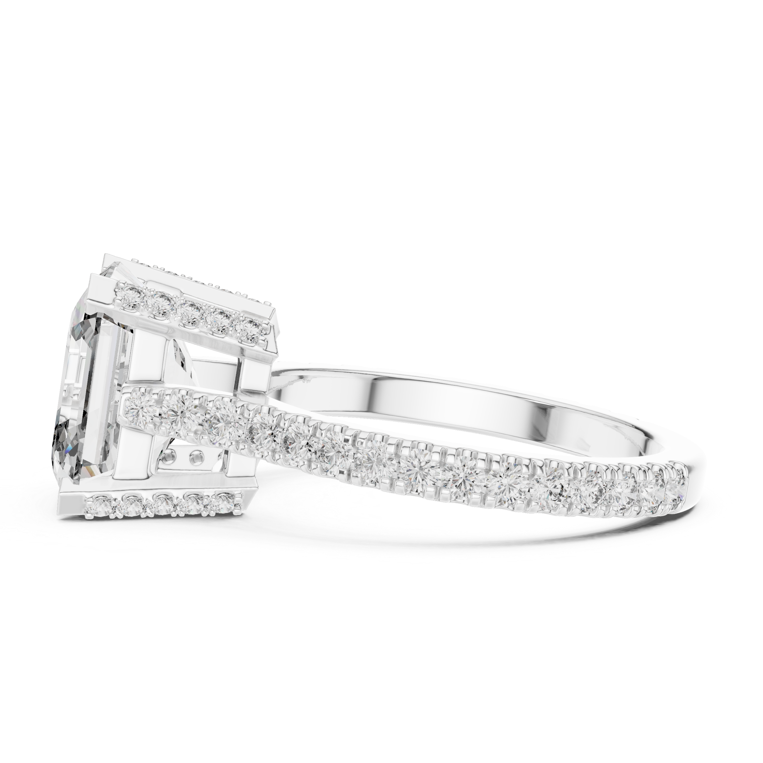 Asscher Cut Geometric Encrusted Ring