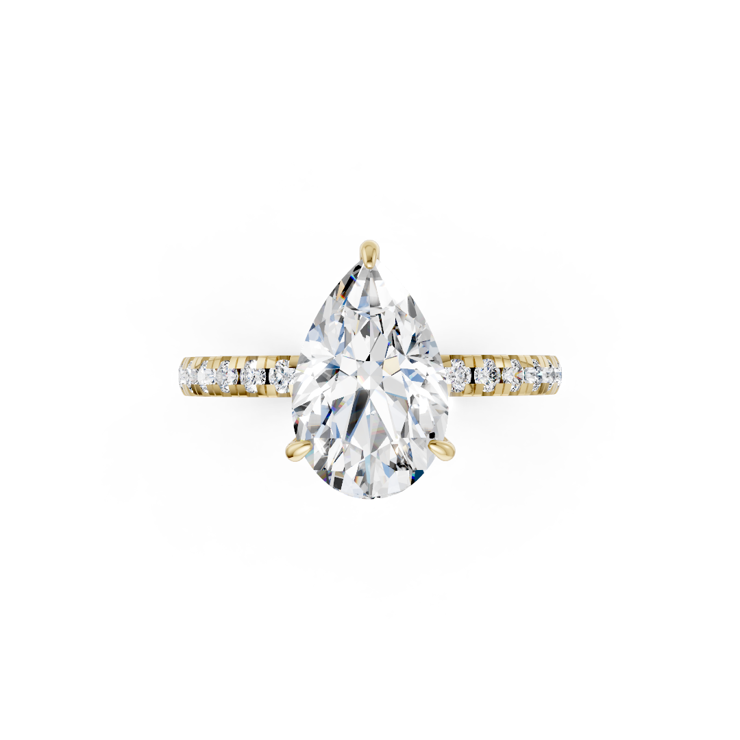 Pear Cut Hidden Halo Pave Set Ring