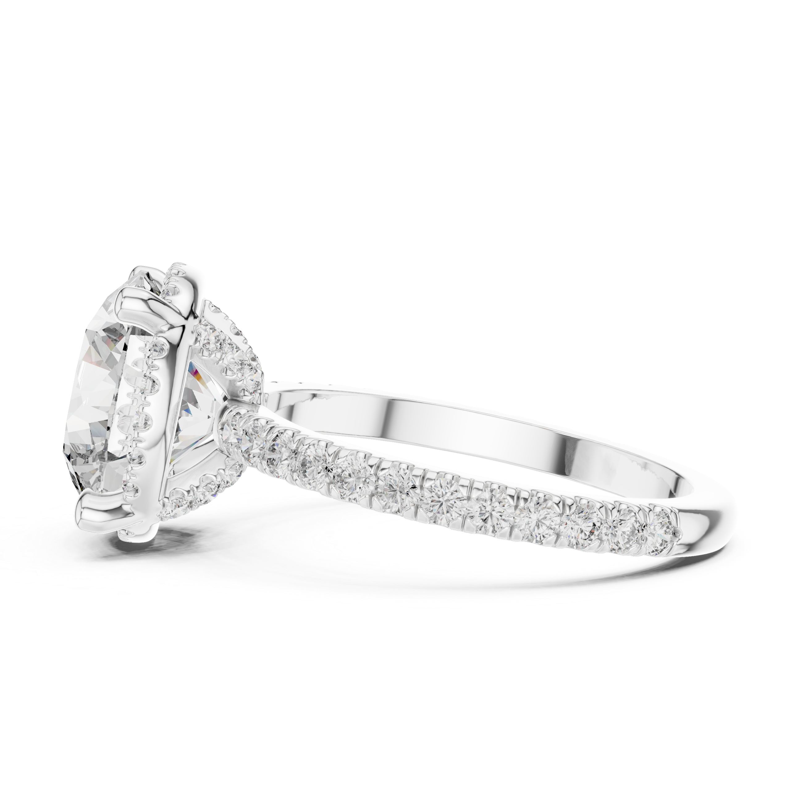 Round Cut Hidden Halo Lab Diamond Wedding Ring
