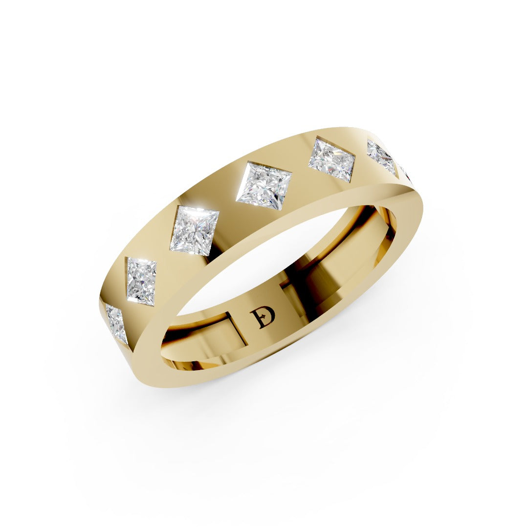 Flush Set Princess Cut Lab Grown Diamond Wedding Band