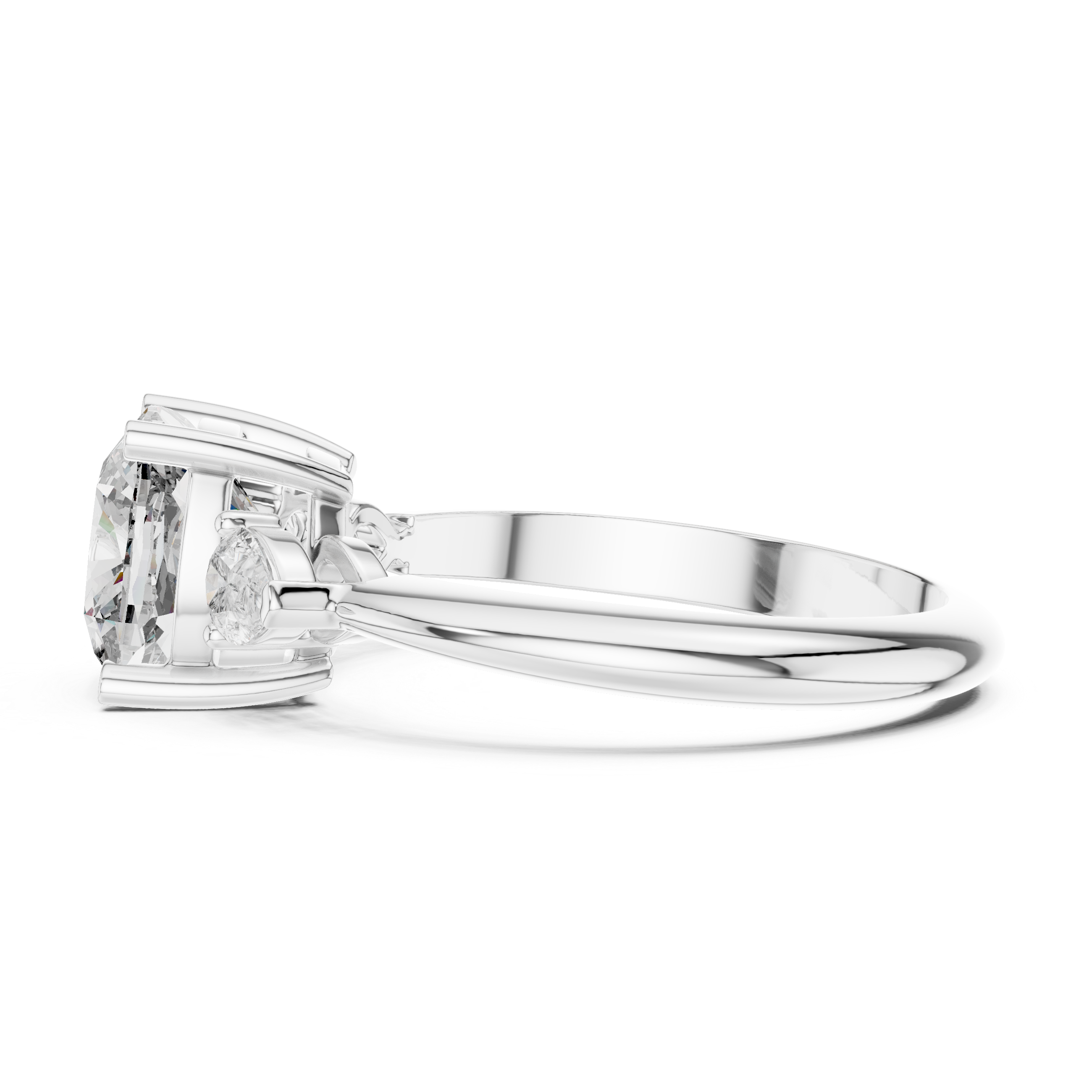 Cushion Diamond Three Stone Ring
