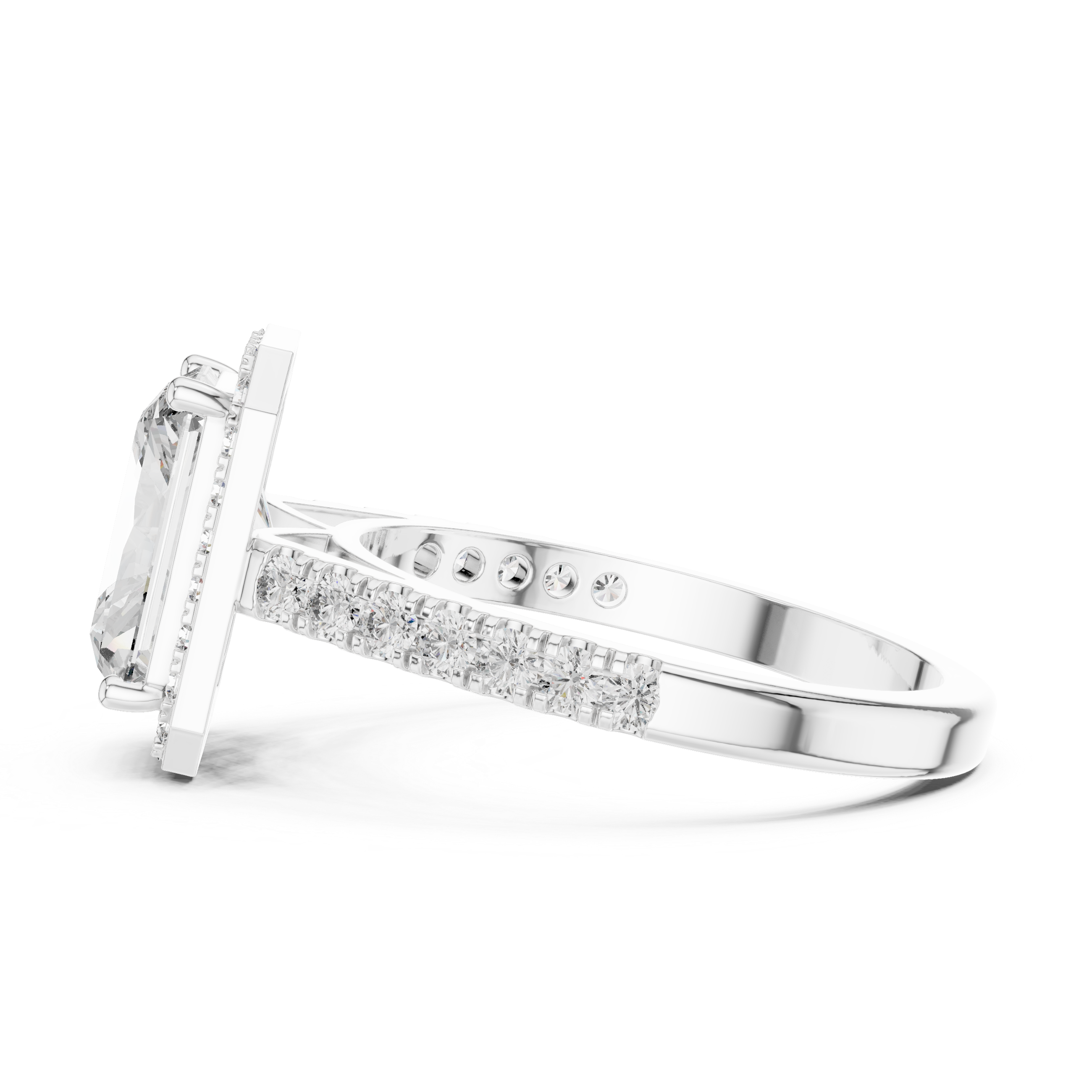 Radiant Diamond Halo Engagement Ring