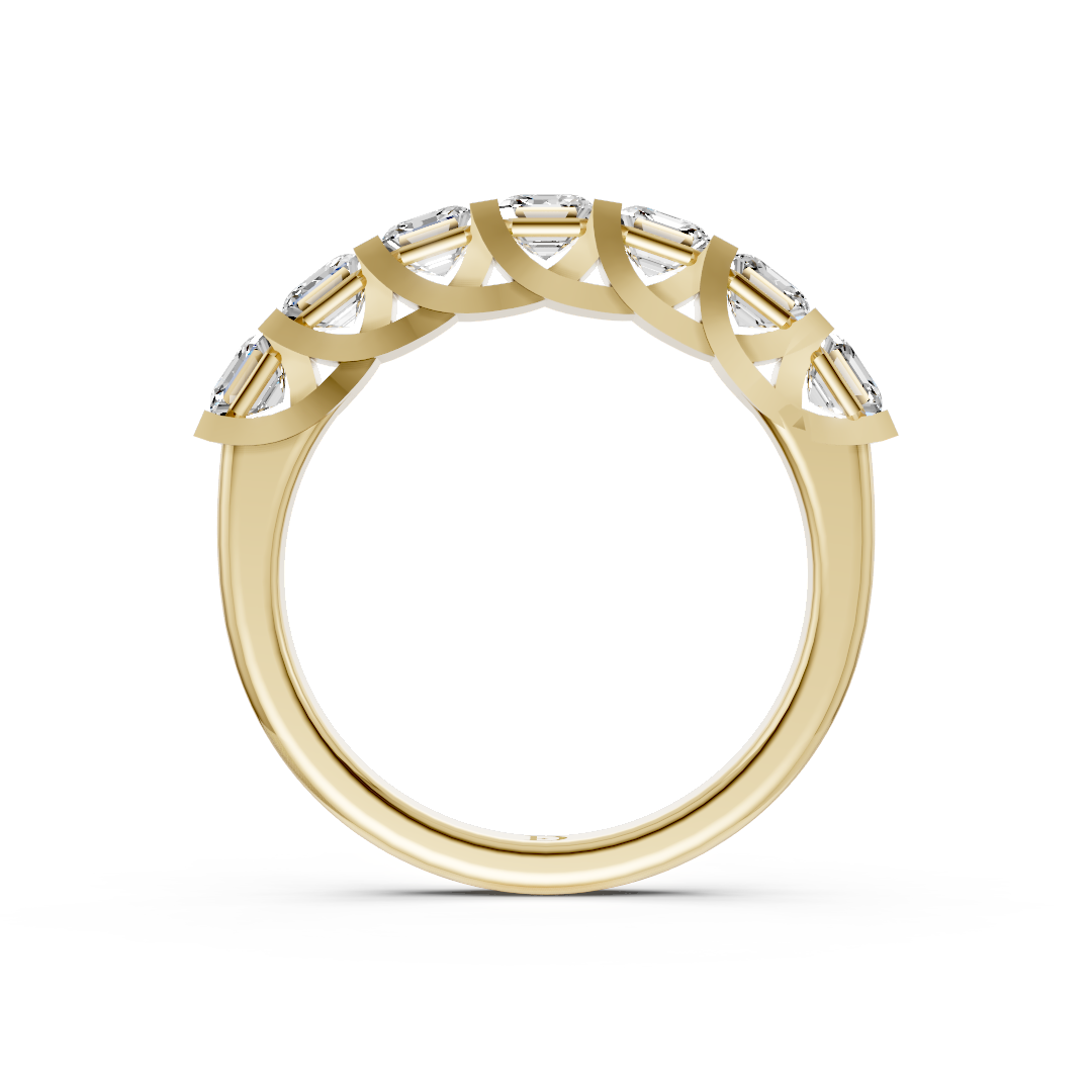 Channel Set Asscher Diamond Half Eternity Band