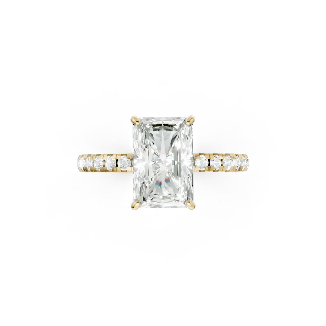 Radiant Cut Hidden Halo Pave Set Ring