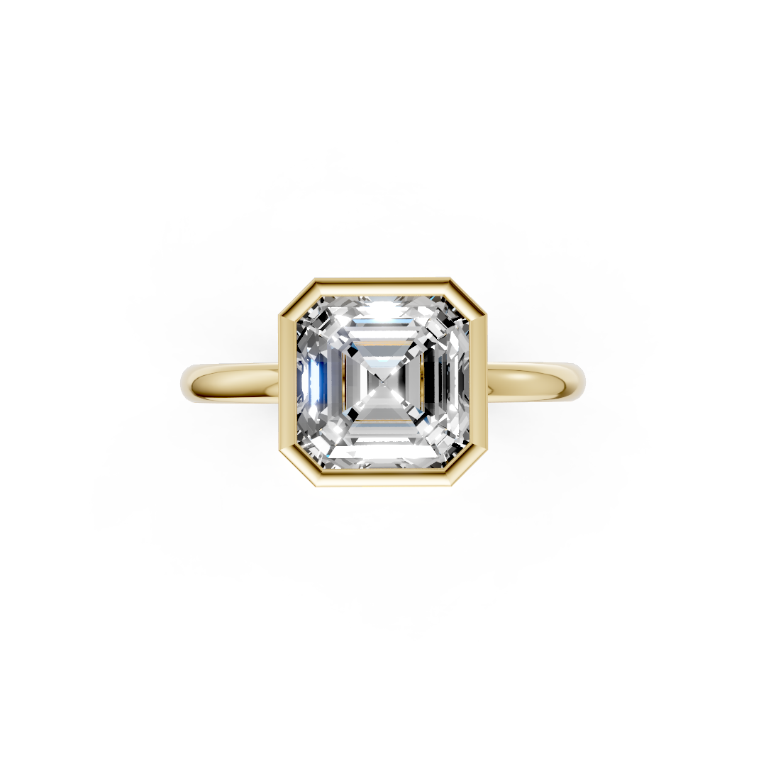Asscher Solitaire Bezel Ring