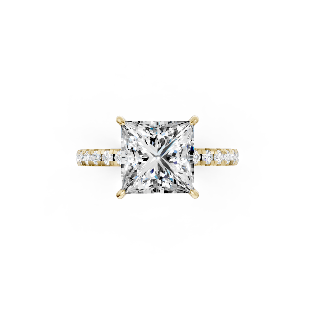 Princess Cut Hidden Halo Pave Set Ring