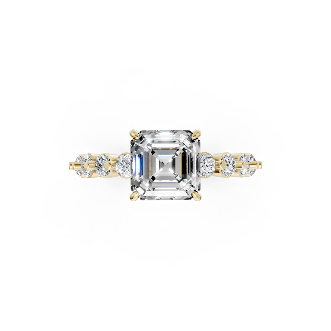 Asscher Diamond Shared Prong Engagement Ring