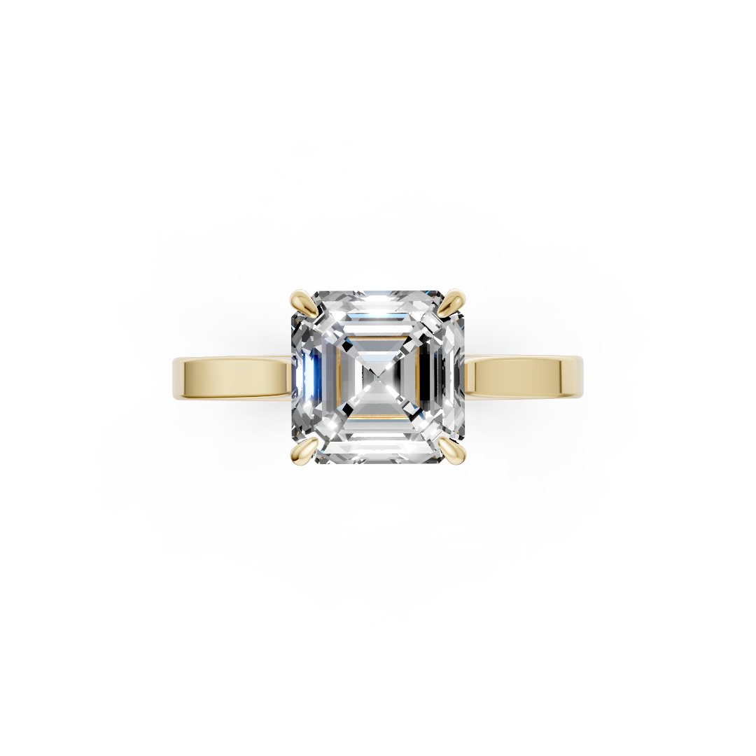 Asscher Solitaire Cathedral Shank Ring