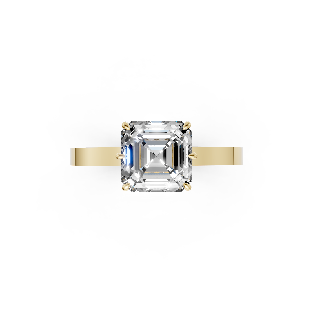 Asscher Solitaire Diamond Hidden Halo Ring