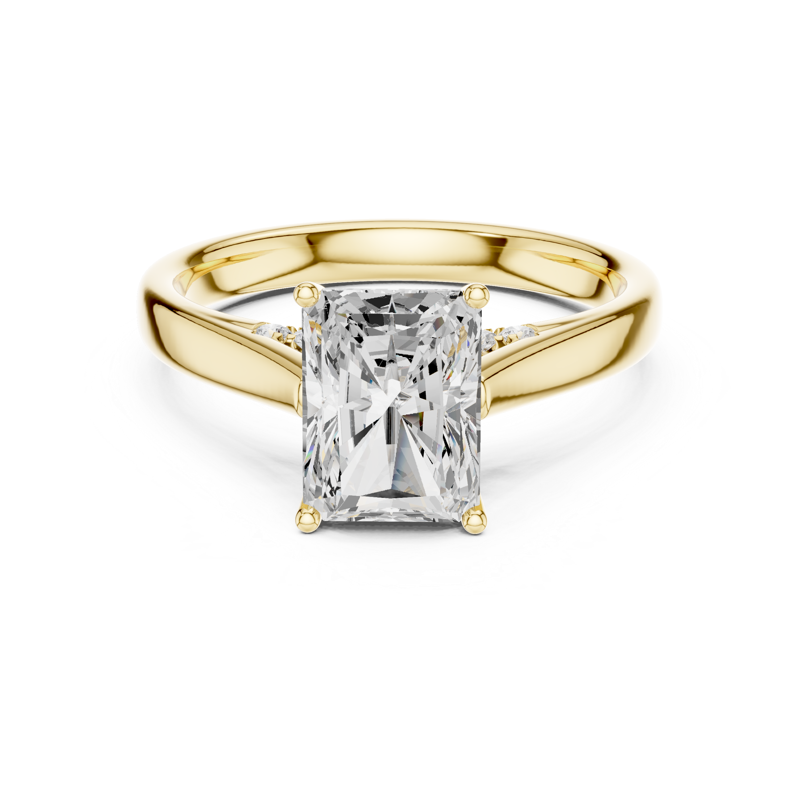 Radiant Cut Cathedral Solitaire Ring With Hidden Pave Bridge