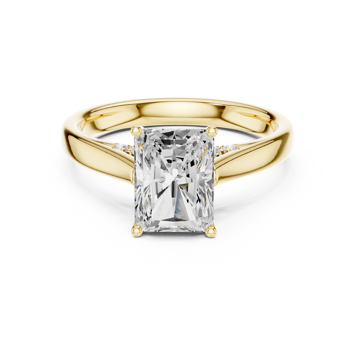 Radiant Cut Cathedral Solitaire Ring With Hidden Pave Bridge
