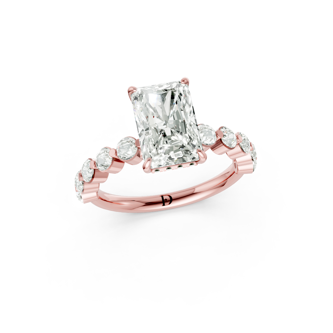Radiant Diamond Shared Prong Engagement Ring