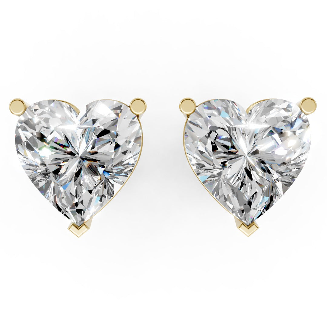 Heart Cut Diamond Stud Earrings in Scalloped Basket Setting