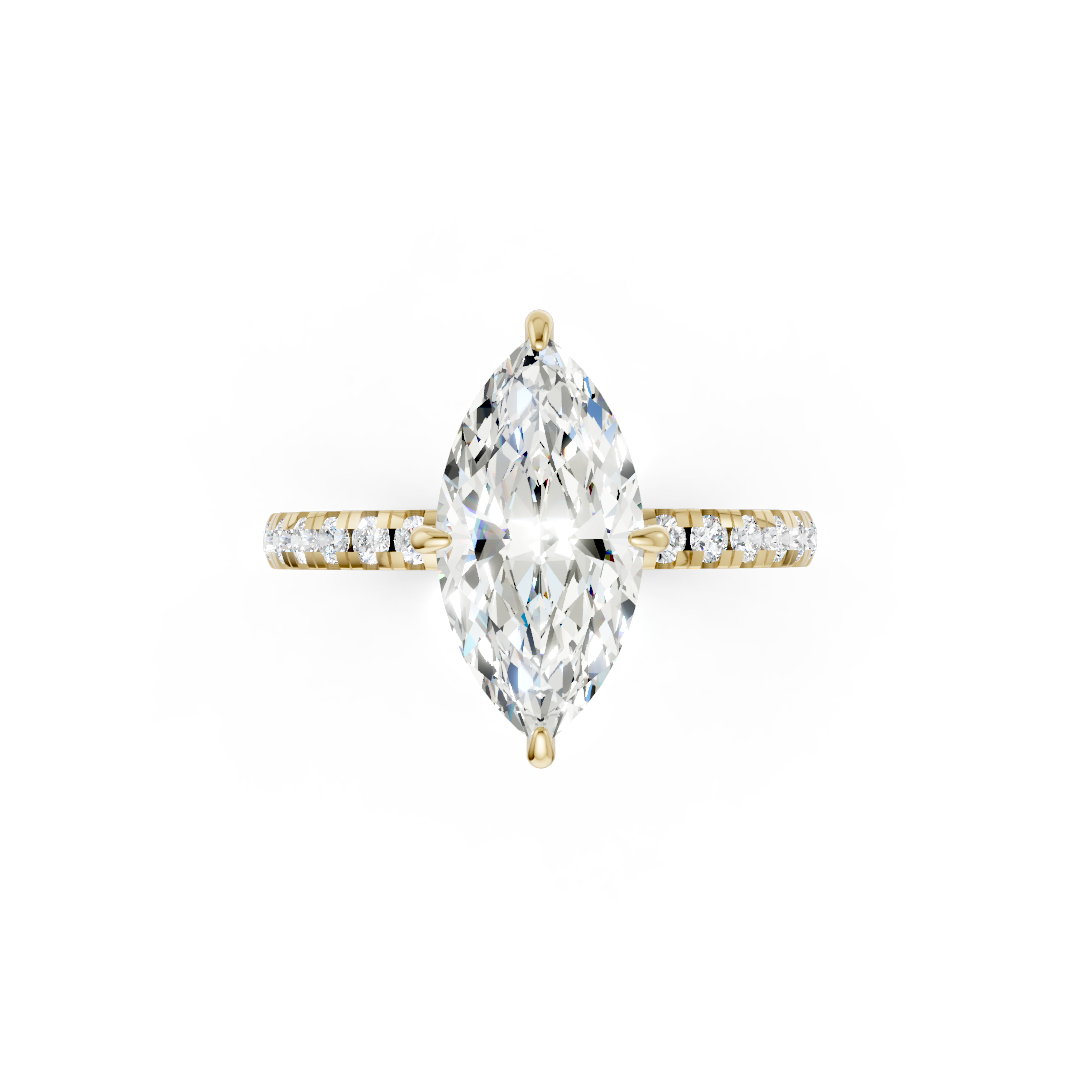 Marquise Cut Hidden Halo Pave Set Ring