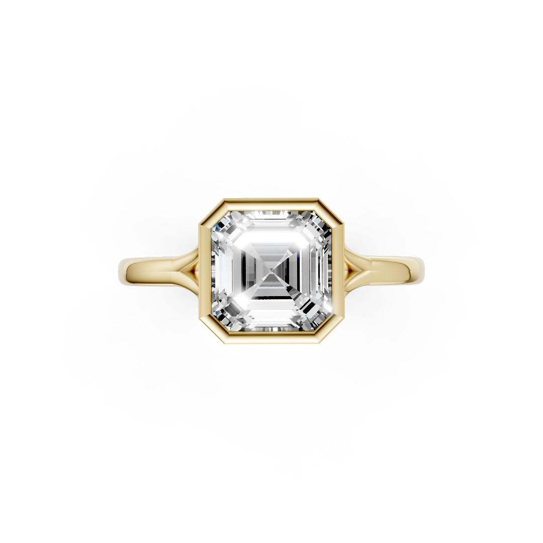 Asscher Bezel Cathedral Shank Ring