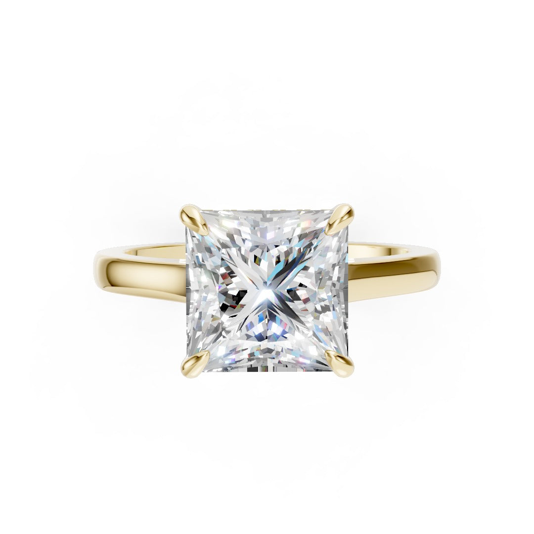 Princess Diamond Solitaire With Under-Halo & Bridge Accents