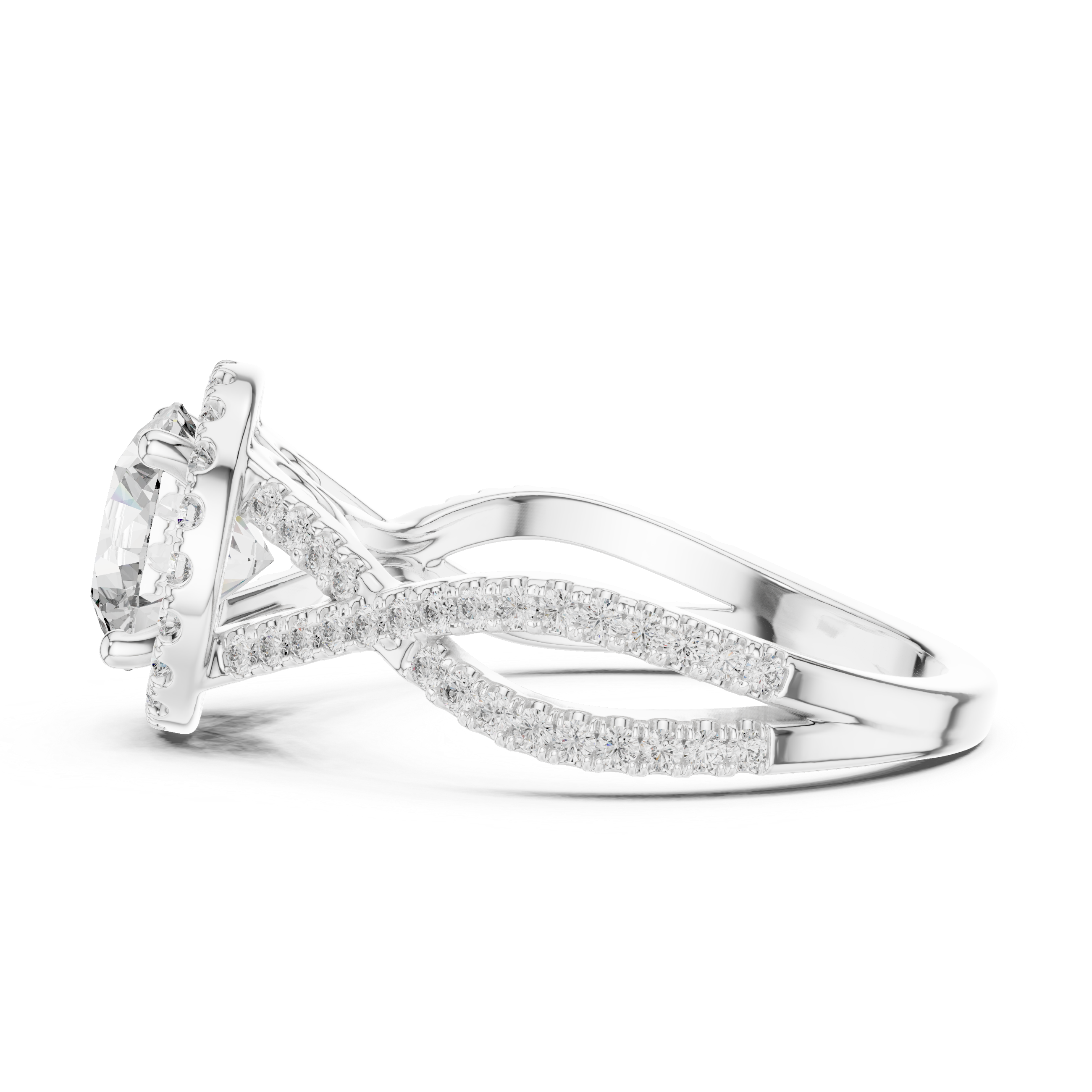 Round Twisted Pave Diamond Ring